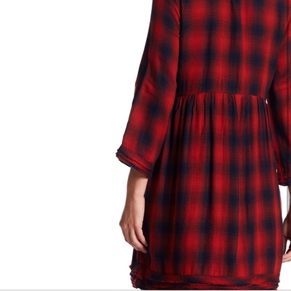 William Rast Atalia Plaid Raw Edge Dress L NWT - Picture 2 of 8